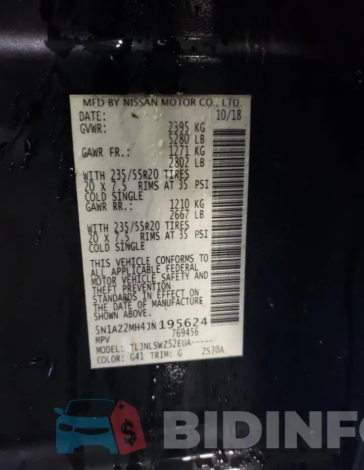 5N1AZ2MH4JN195624 Photo# 13
