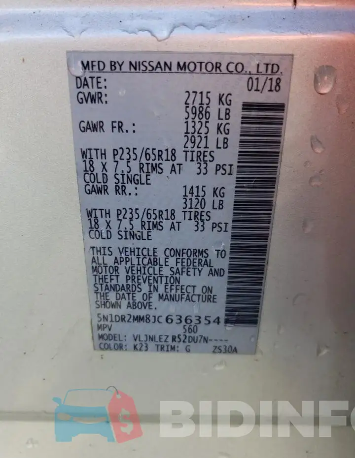 5N1DR2MM8JC636354 Photo# 13
