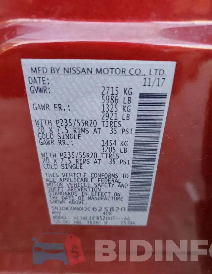 5N1DR2MNXJC625820 Photo# 13