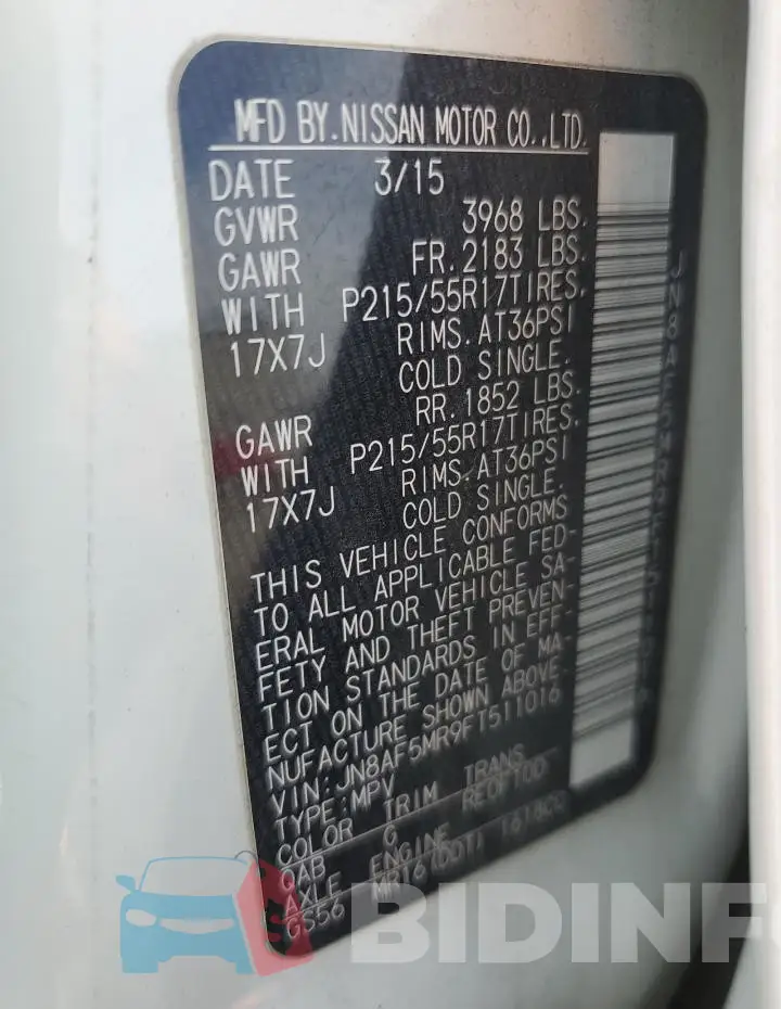 JN8AF5MR9FT511016 Photo# 13