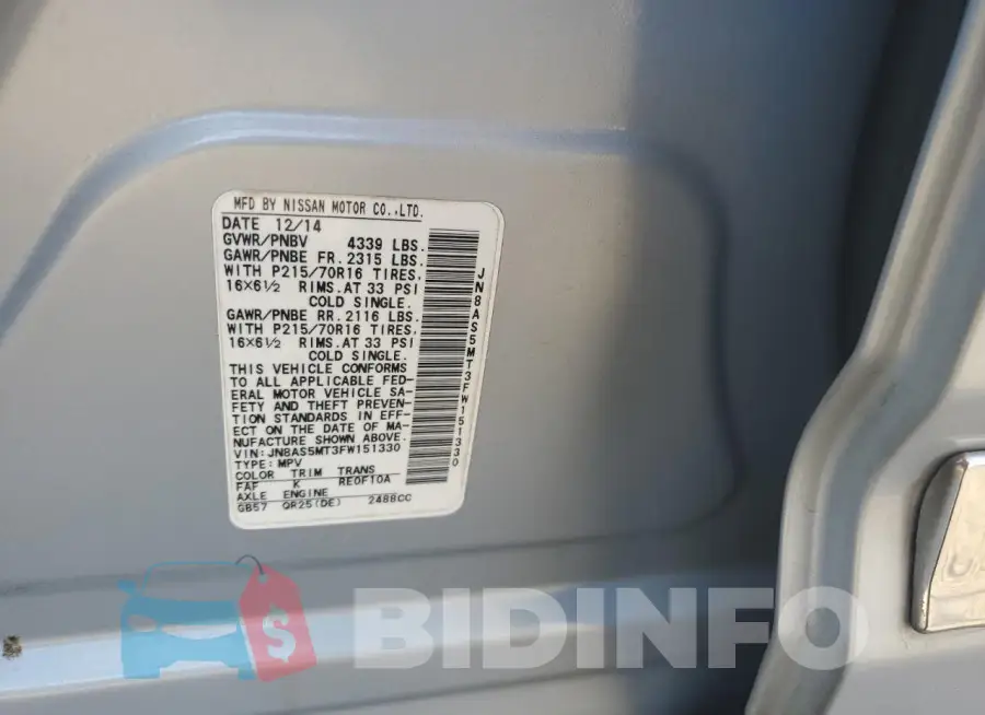 JN8AS5MT3FW151330 Photo# 12