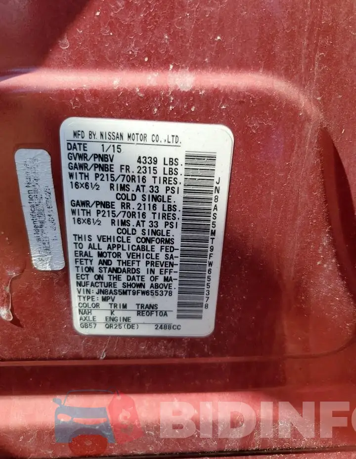 JN8AS5MT9FW655378 Photo# 12