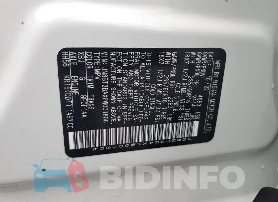 JN8BT3BAXPW001806 Photo# 13