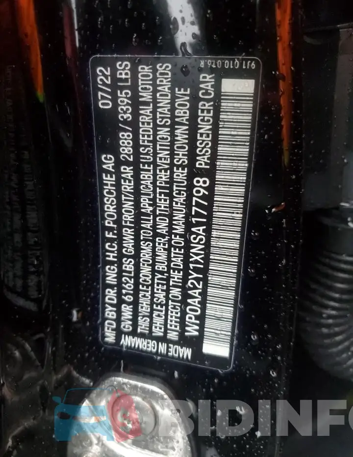 WP0AA2Y1XNSA17798 Photo# 13