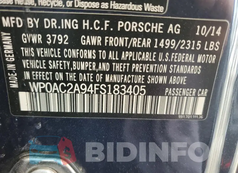 WP0AC2A94FS183405 Photo# 13