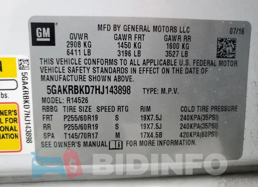 5GAKRBKD7HJ143898 Photo# 13