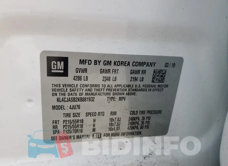 KL4CJASB2KB881932 Photo# 12