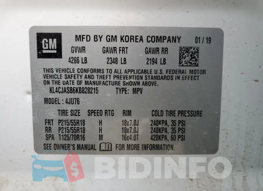KL4CJASB6KB828215 Photo# 13