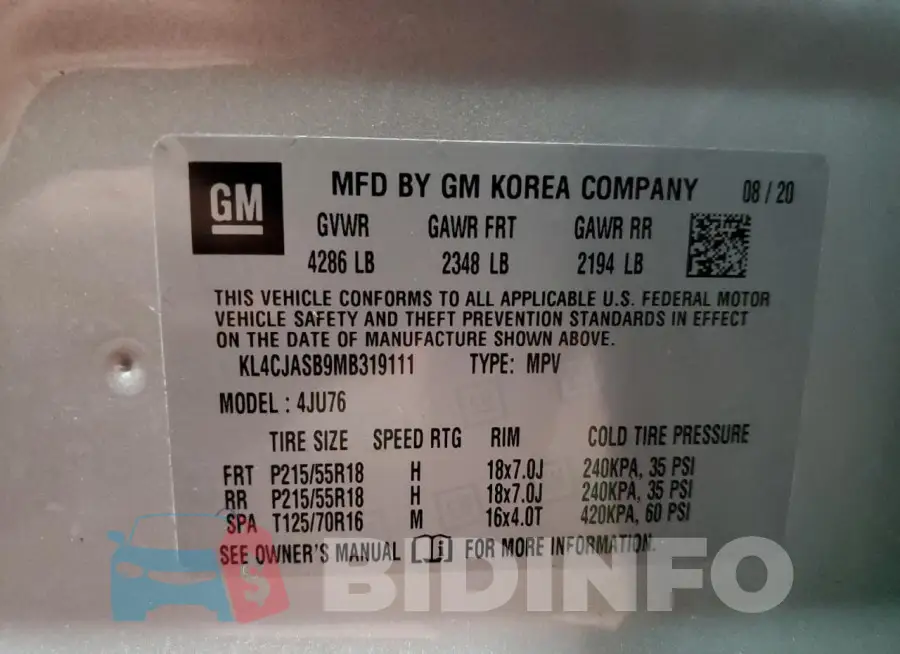 KL4CJASB9MB319111 Photo# 14