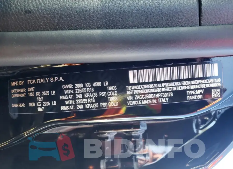 ZACCJBBB1HPF30178 Photo# 13