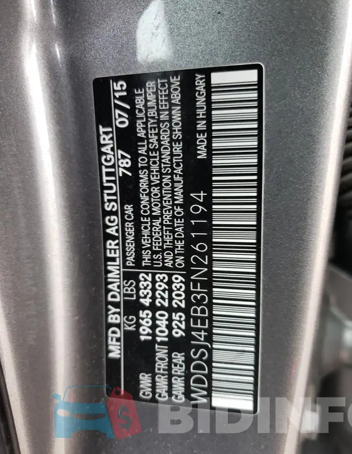 WDDSJ4EB3FN261194 Photo# 12