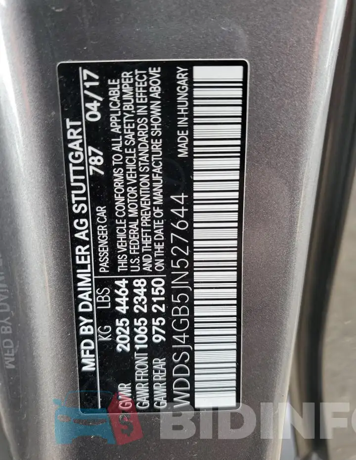 WDDSJ4GB5JN527644 Photo# 13