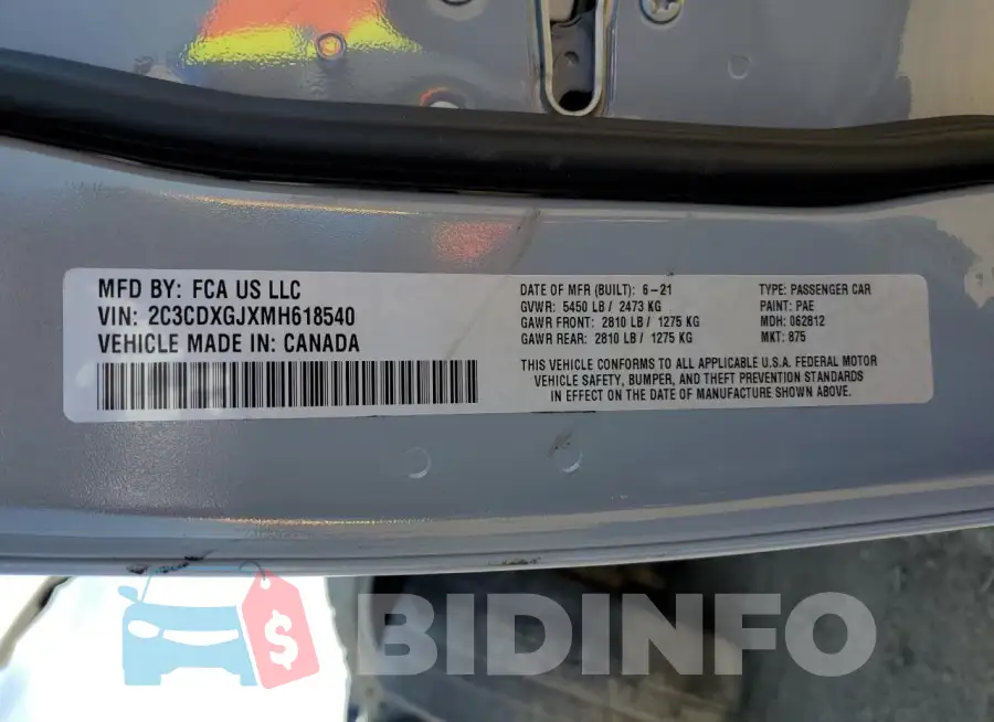 2C3CDXGJXMH618540 Photo# 12