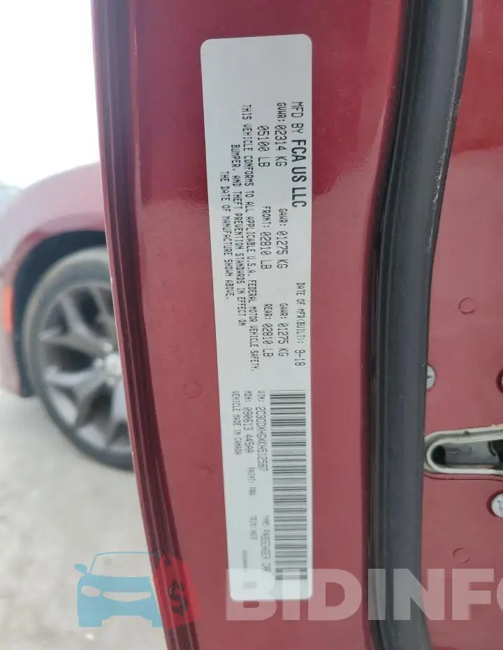 2C3CDXHGXKH512587 Photo# 12
