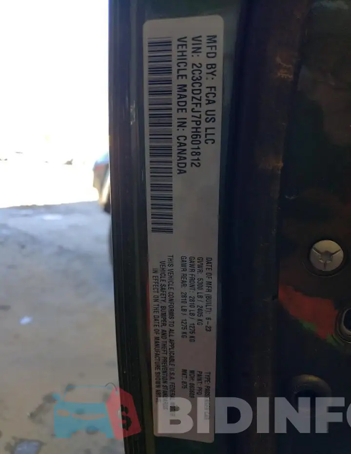 2C3CDZFJ7PH601812 Photo# 13