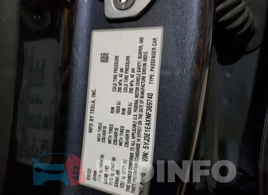 5YJ3E1EAXNF369740 Photo# 12