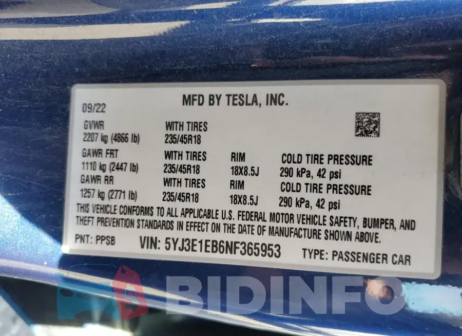 5YJ3E1EB6NF365953 Photo# 12