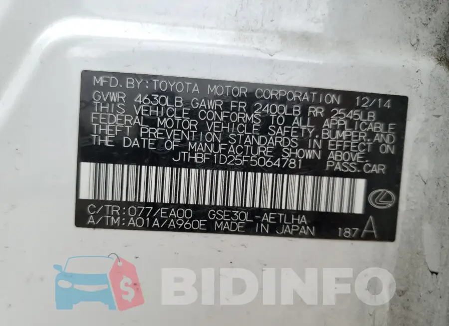 JTHBF1D25F5064781 Photo# 13