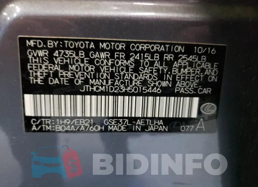 JTHCM1D23H5015446 Photo# 12