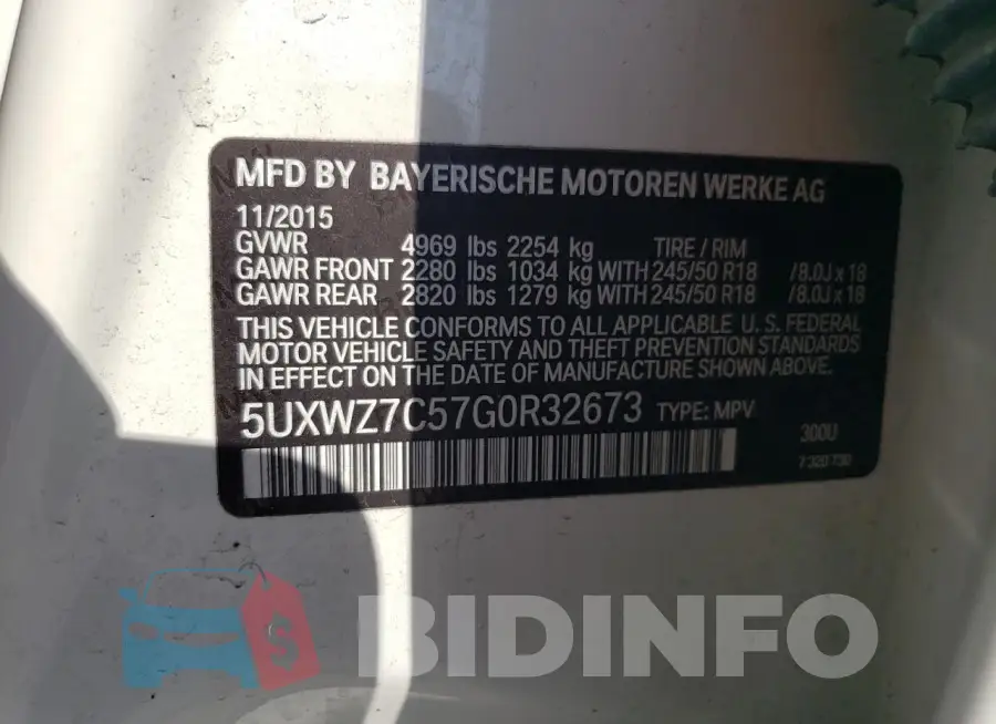 5UXWZ7C57G0R32673 Photo# 13
