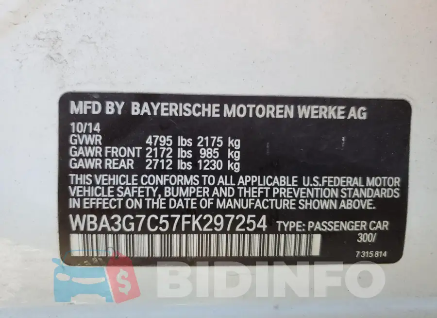 WBA3G7C57FK297254 Photo# 12
