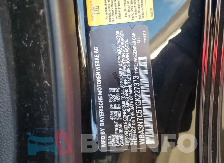 WBA3N7C57GK227373 Photo# 12