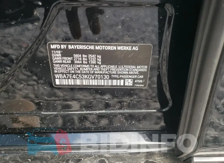 WBA7E4C53KGV70130 Photo# 12