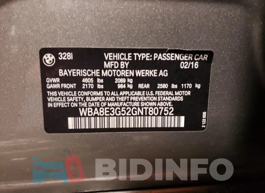 WBA8E3G52GNT80752 Photo# 12