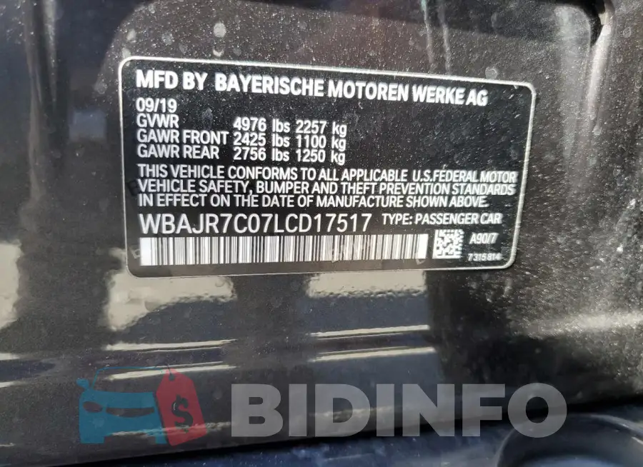 WBAJR7C07LCD17517 Photo# 12