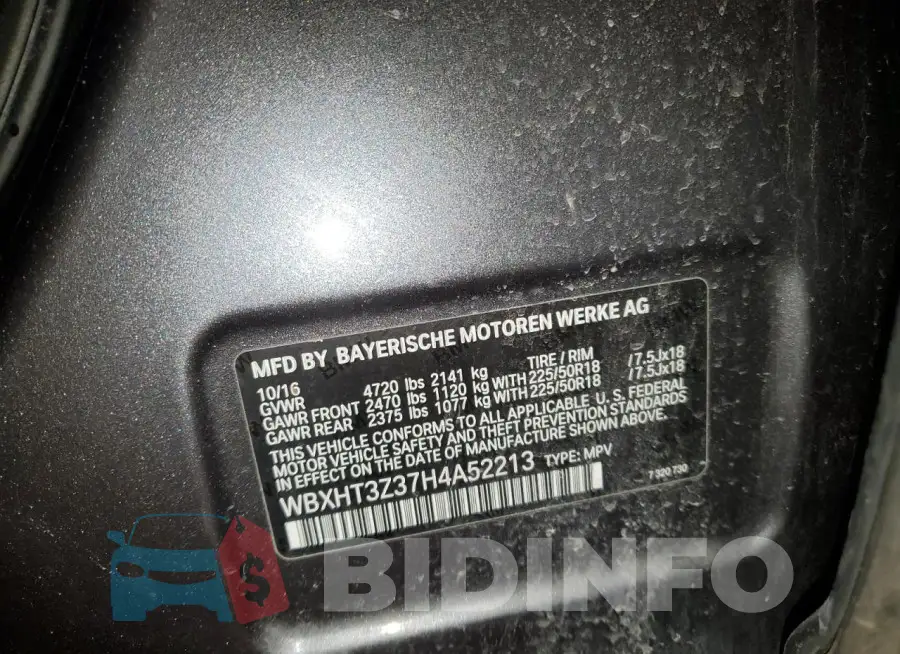 WBXHT3Z37H4A52213 Photo# 14