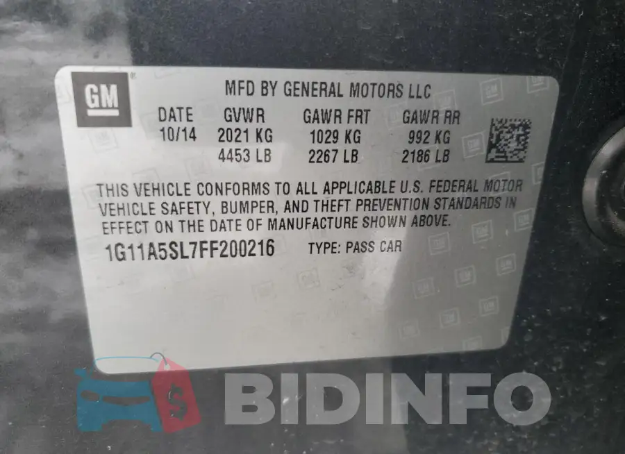 1G11A5SL7FF200216 Photo# 12