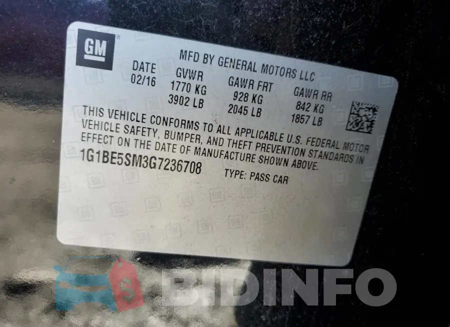 1G1BE5SM3G7236708 Photo# 12