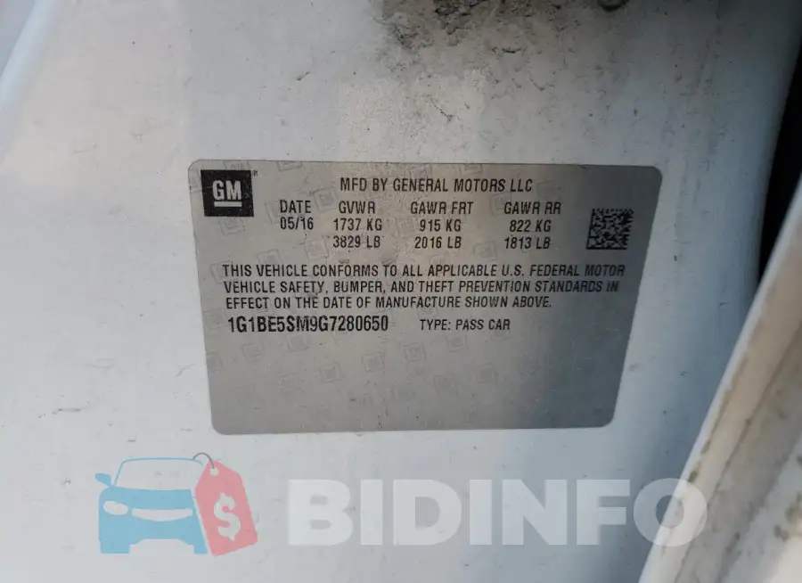 1G1BE5SM9G7280650 Photo# 12