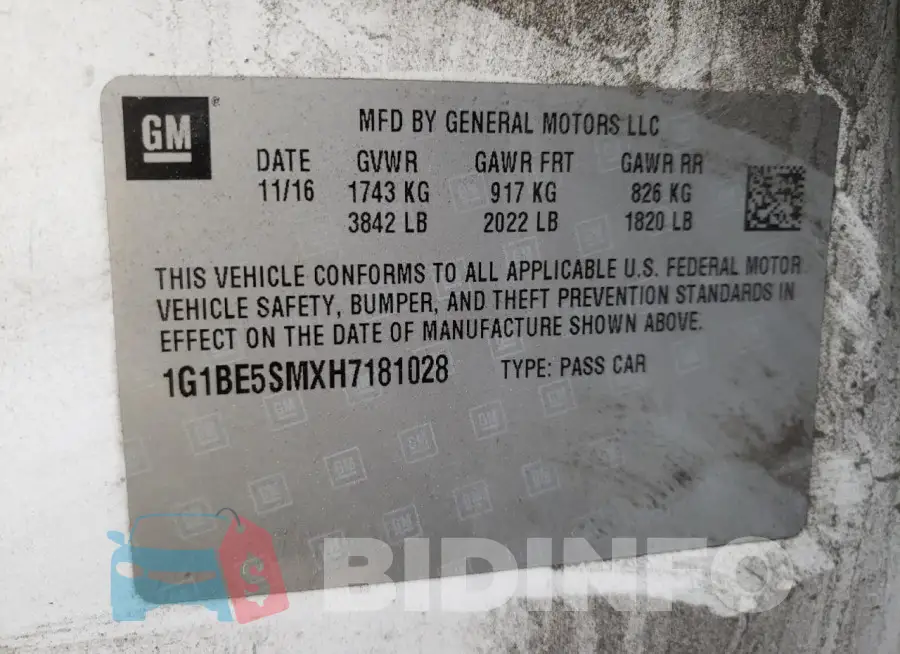 1G1BE5SMXH7181028 Photo# 12