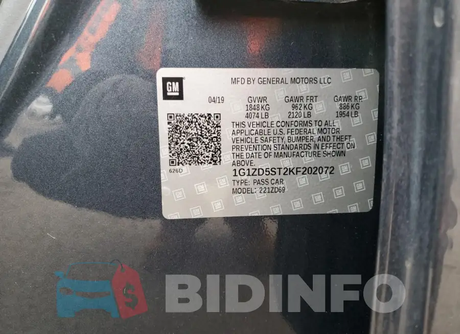 1G1ZD5ST2KF202072 Photo# 13