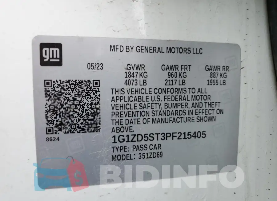 1G1ZD5ST3PF215405 Photo# 13