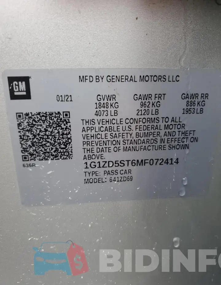 1G1ZD5ST6MF072414 Photo# 12