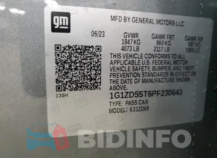 1G1ZD5ST6PF230643 Photo# 13