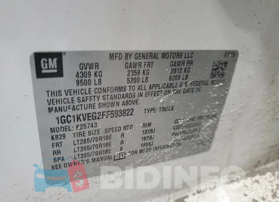 1GC1KVEG2FF593822 Photo# 12