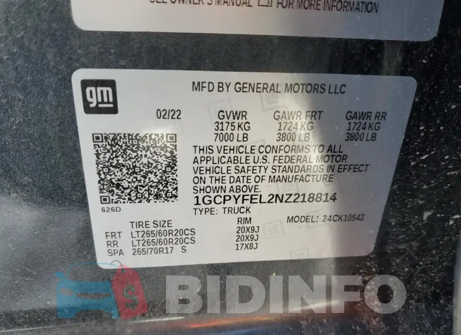 1GCPYFEL2NZ218814 Photo# 12
