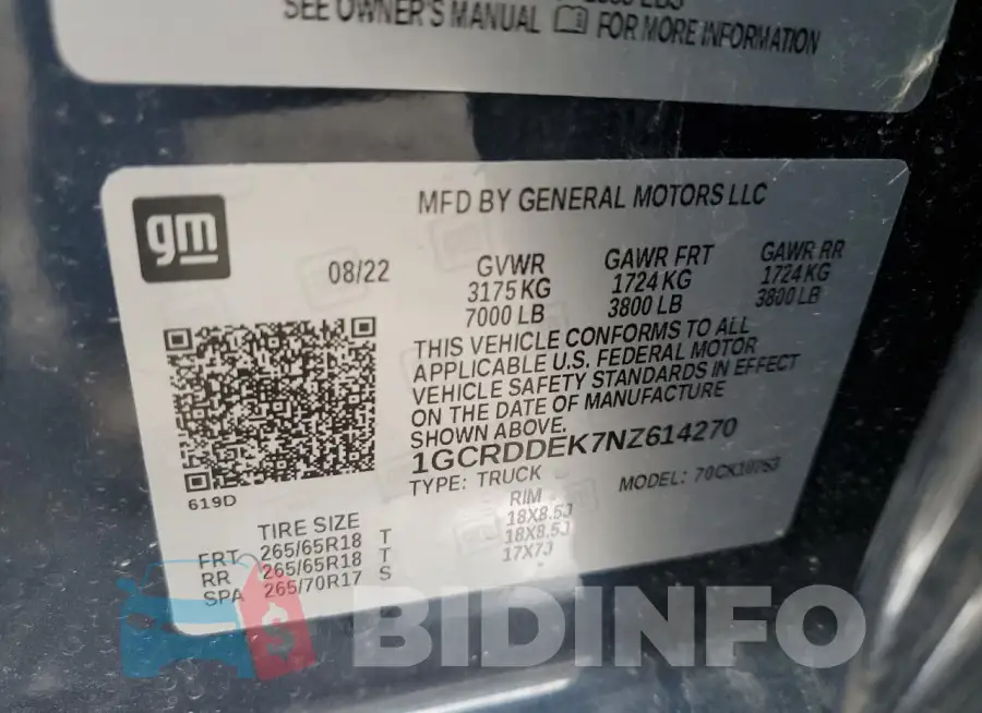 1GCRDDEK7NZ614270 Photo# 12