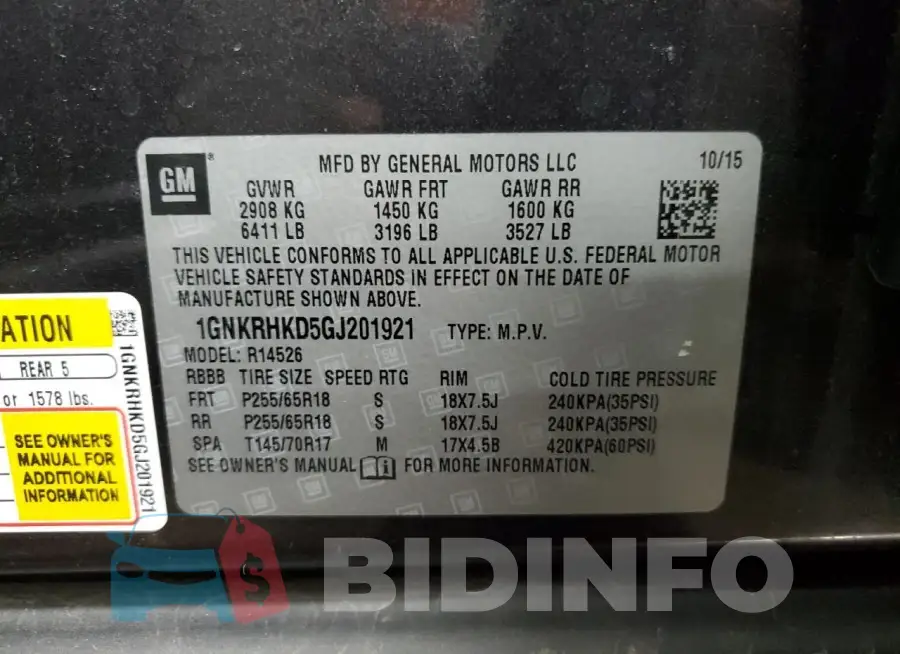 1GNKRHKD5GJ201921 Photo# 12