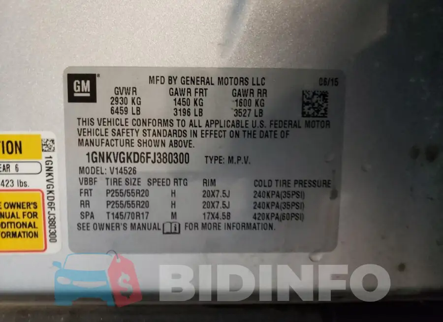 1GNKVGKD6FJ380300 Photo# 12
