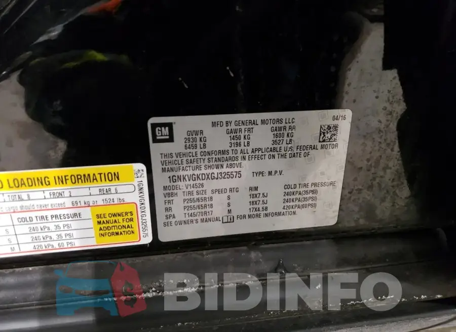 1GNKVGKDXGJ325575 Photo# 13