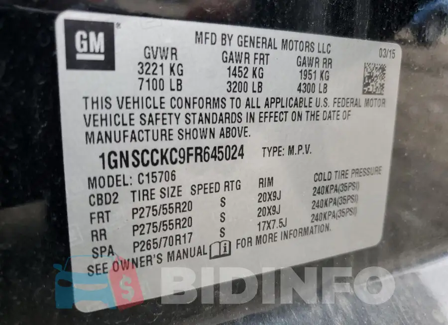 1GNSCCKC9FR645024 Photo# 13