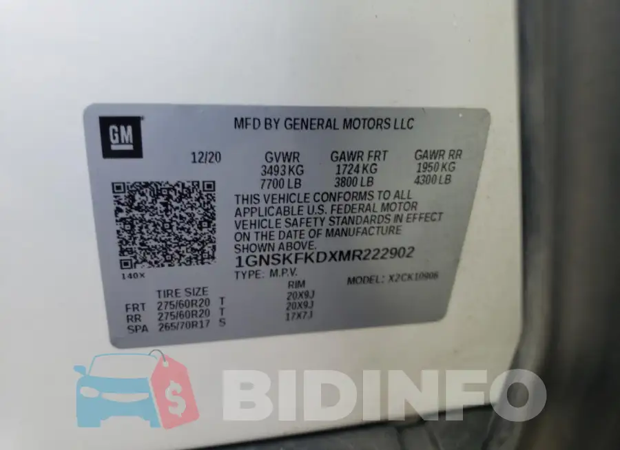 1GNSKFKDXMR222902 Photo# 13