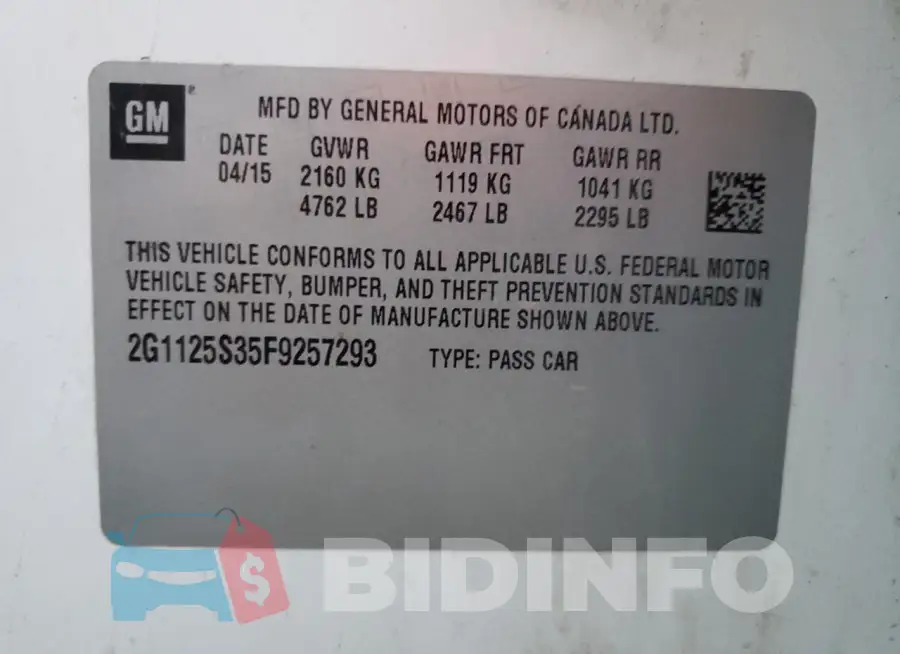 2G1125S35F9257293 Photo# 12
