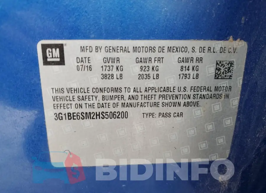 3G1BE6SM2HS506200 Photo# 13