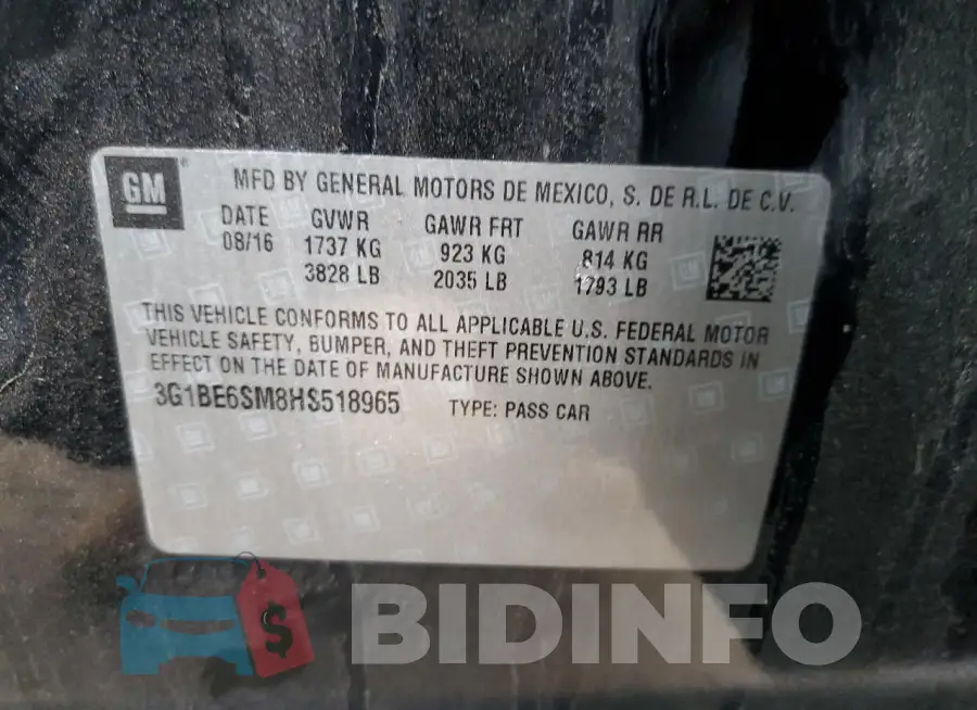 3G1BE6SM8HS518965 Photo# 12
