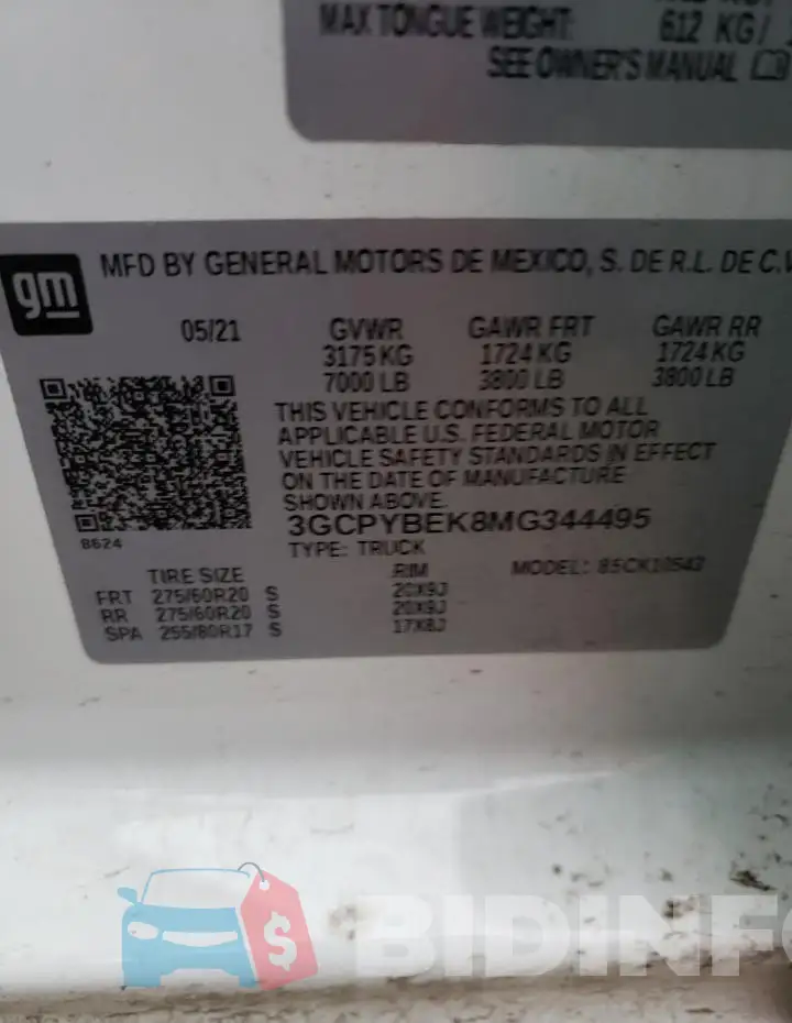 3GCPYBEK8MG344495 Photo# 12